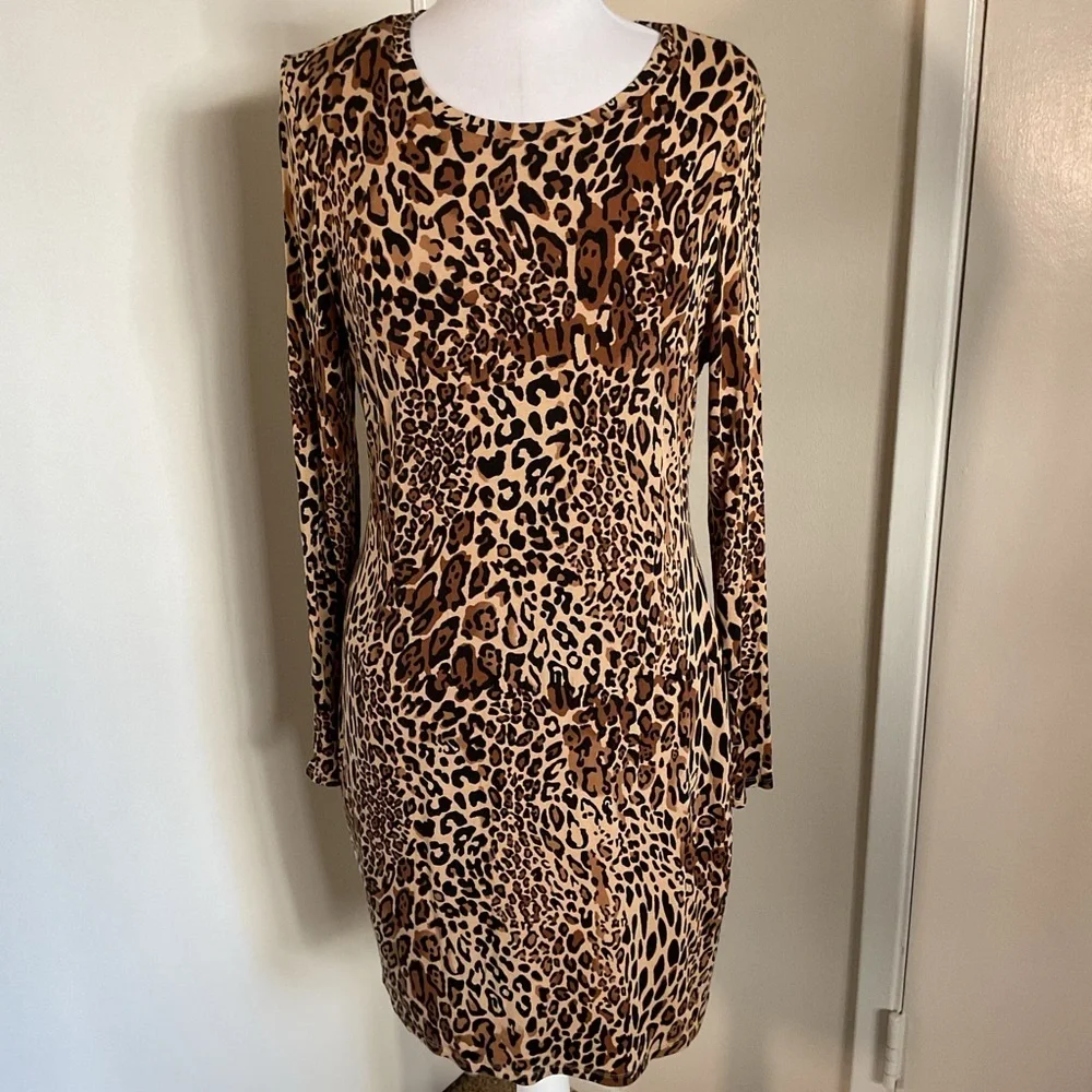 Bar III Women's Cheetah-Print Long-Sleeve Bodycon Dress - Picture 3 of 7